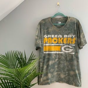 GREEN BAY PACKERS Football Bleach Dyed V-Neck